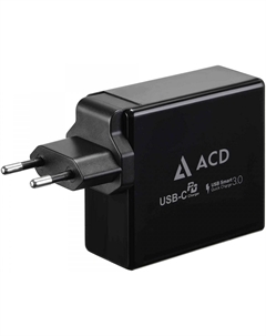 Зарядное устройство сетевое ACD ACD-P602W-V1B 60Вт, 2xUSB 1PD+1QC, 3.6~20В/3А, RTL Acd