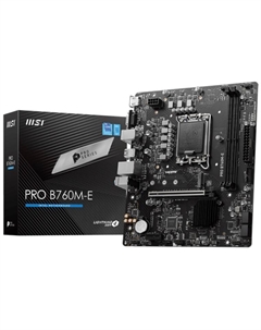 Материнская плата mATX PRO B760M-E (LGA1700, B760, 2*DDR5 (6400), 4*SATA 6G RAID, M.2, 2*PCIE, Glan, VGA, HDMI, 2*USB 3.2, 4*USB 2.0) Msi