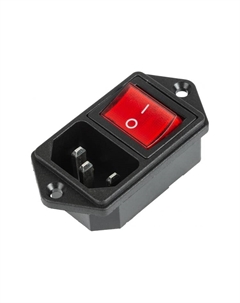 Выключатель 36-2282 клавишный 250 V 6 А (4с) ON-OFF красный с подсветкой и штекером C14 3PIN Rexant