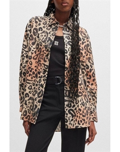 Рубашка свободного кроя с леопардовым принтом Hugo