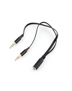 Кабель-переходник (адаптер) Jack 3.5mm(F)-2xJack 3.5mm(M), 20 см, черный (CCAB-02-35F2M-0.2MB) Cablexpert