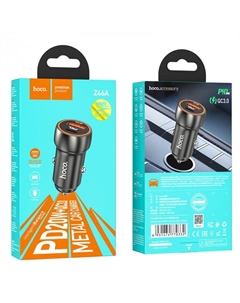 Автомобильное зарядное устройство Hoco Z46A, USB, 1xUSB Type C, 3А, 18 Вт, QC, PD, черный (900488)
