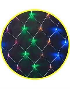 Гирлянда NEON-NIGHT светодиодная сетка, ламп: 156шт., 1.5м x 1.5м, разноцветный (NGF-N01-156RGBY-12-1.5x1.5m-230-TR-IP20) Neon-night