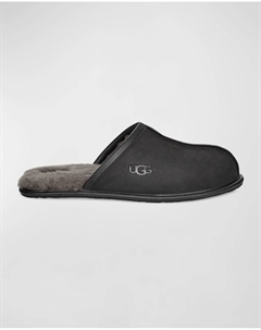 Мужские кожаные тапочки-мюли с шерстяной подкладкой, цвет Black Ugg