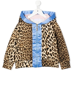 Худи на молнии с принтом, коричневый Roberto cavalli junior