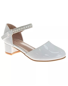 Туфли для девочек на низком каблуке с камнями, белый Laura ashley