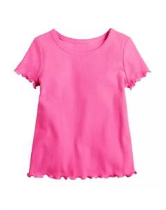 Футболка с салатовым краем в рубчик для девочек 4–12 лет, цвет pink notion Jumping beans