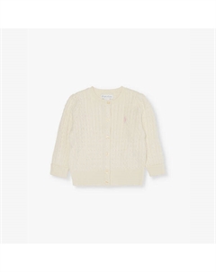 Хлопковый кардиган с вышитым логотипом для девочки, белый Polo ralph lauren
