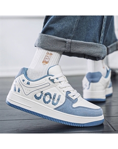 Кеды, обувь для скейтборда унисекс средней высоты, белый/синий Tonybear