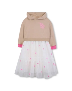 Платье для девочки с комбинированной тюлевой юбкой, бежевый Billieblush