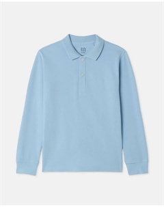 Детский однотонный поло с длинным рукавом из пике, синий Kids el corte inglés