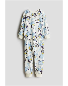 Пижама из хлопкового джерси с принтом, белый H&m