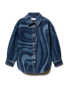 Джинсовая рубашка с принтом Marmo, синий Pucci junior