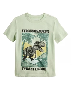 Футболка с коротким рукавом и принтом для мальчиков 4–12 лет, цвет green tyrant lizard Jumping beans