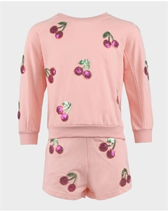 Короткий комплект вишневого цвета с пайетками для девочек, размер 2–14, цвет Pink Lola + the boys