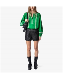 Хлопковая блузка Tigy с цветочной вышивкой, цвет gazon Zadig&voltaire