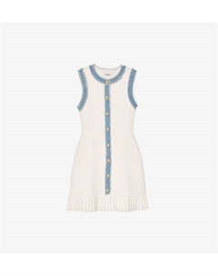 Мини-Платье из эластичного трикотажа с контрастной отделкой и оборками по подолу, цвет naturels Sandro