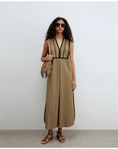 Платье из льна с кружевом, цвет Kaki Сфера