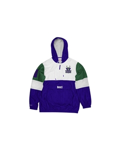 Куртка унисекс синяя с белой надписью, сине-белая Mitchell ness