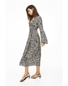 Платье из крепа с запахом, черный/узор H&m