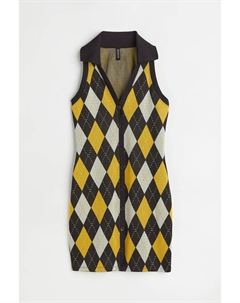 Платье жаккардовой вязки, черный/сетка H&m