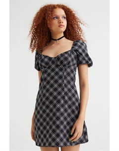 Платье из крепа с пышными рукавами, черный/сетка H&m
