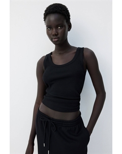 Майка в рубчик, черный H&m