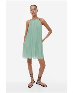 Плиссированное шифоновое платье, светло-зеленый H&m