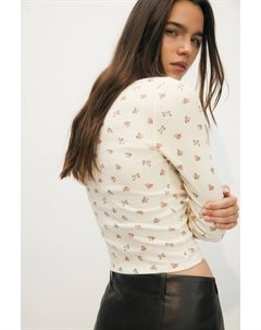 Хлопковый топ с отделкой пико, бежевый H&m