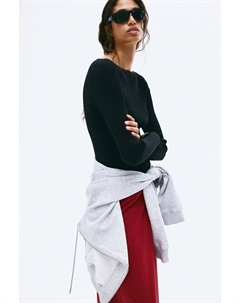 Рубашка в рубчик с вырезом-лодочкой, черный H&m