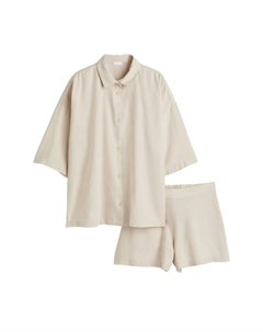 Пижама Home Shirt and Shorts, бежевый H&m