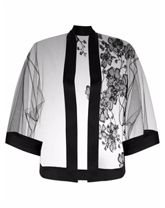 Халат из тюля с цветочной вышивкой, черный Carine gilson