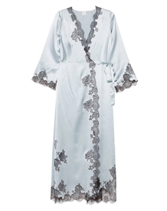 Шелковый халат с запахом, синий Carine gilson