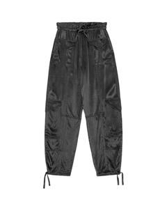 Чёрные сатиновые карго-штаны на шнурке Ganni