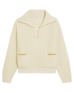 Воротниковая ребристая водолазка, Экрю Celine