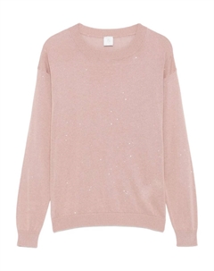Свитер с круглым вырезом и пайетками, розовый Eleventy