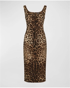 Платье-футляр из шармеза с леопардовым принтом Dolce&Gabbana Dolce&gabbana