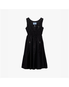 Платье миди из переработанного полиамида Re-Nylon с застежкой-молнией спереди, черный Prada