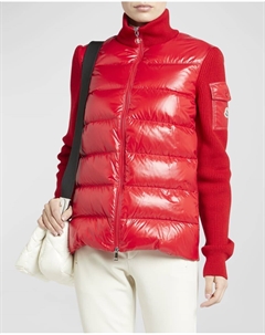 Шерстяной пуховик из смешанной техники Moncler