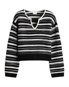 Футболка вязаная женская черная в полоску H&m