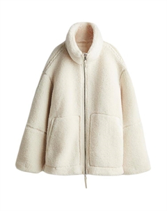 Пальто с бархатной текстурой женское кремовое H&m