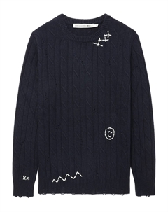 Свитер фактурной вязки, синий Joshua sanders