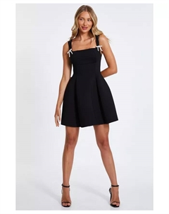 Женское мини-платье Scuba Foam с бантом из страз, синий Quiz