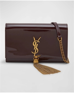 Маленький кошелек Kate YSL с кисточкой на цепочке из лакированной кожи, цвет Dark Red Wine Saint laurent