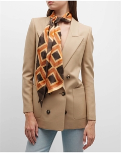 Узкий шарф Lavalliere из шелкового твила, коричневый/оранжевый Saint laurent