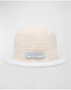 Панама Le Bob Bordino с отделкой из шерпы, кремовый Jacquemus