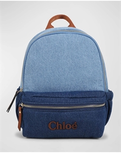 Детский двухцветный хлопковый джинсовый рюкзак Chloe, цвет Denim Blue