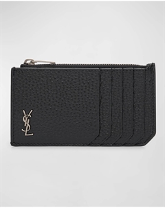Мужская визитница YSL на молнии из зерненой кожи, цвет Nero Saint laurent