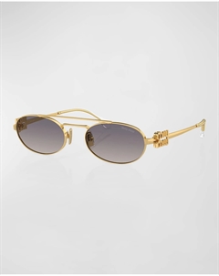 Овальные солнцезащитные очки из металла с градиентом, золотой Miu miu