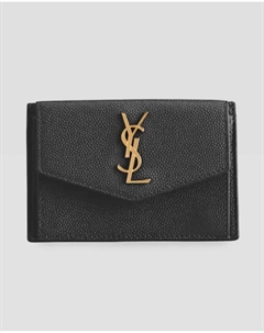 Визитница с клапаном YSL Monogram из зерненой кожи, цвет Black Saint laurent